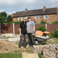 Rachael and Tom in the builders yard back garden