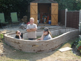 Rachael, Tom &amp; Martin (Tom's Dad) in the pond!