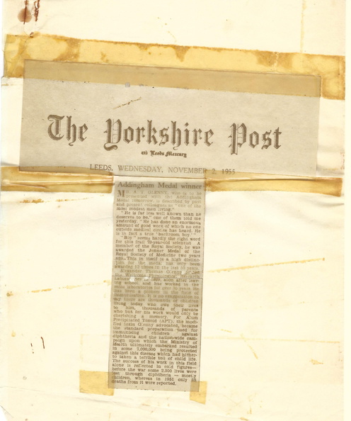 Addingham medal announcement Yorkshire Post 1965.jpg