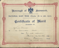 Jos Dawson certificate of merit 1923