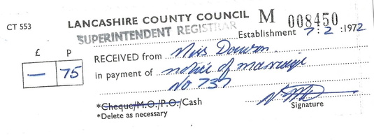 Ann &amp; Mark Eden Wedding Notice payment